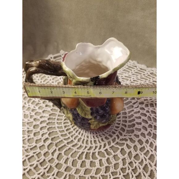 Home Interiors Sonoma Villa Fall Fruit Pitcher Hand Painted Glazed Earthenware - Picture 11 of 12